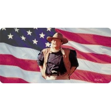 John Wayne On U.S. Flag Photo License  Plate